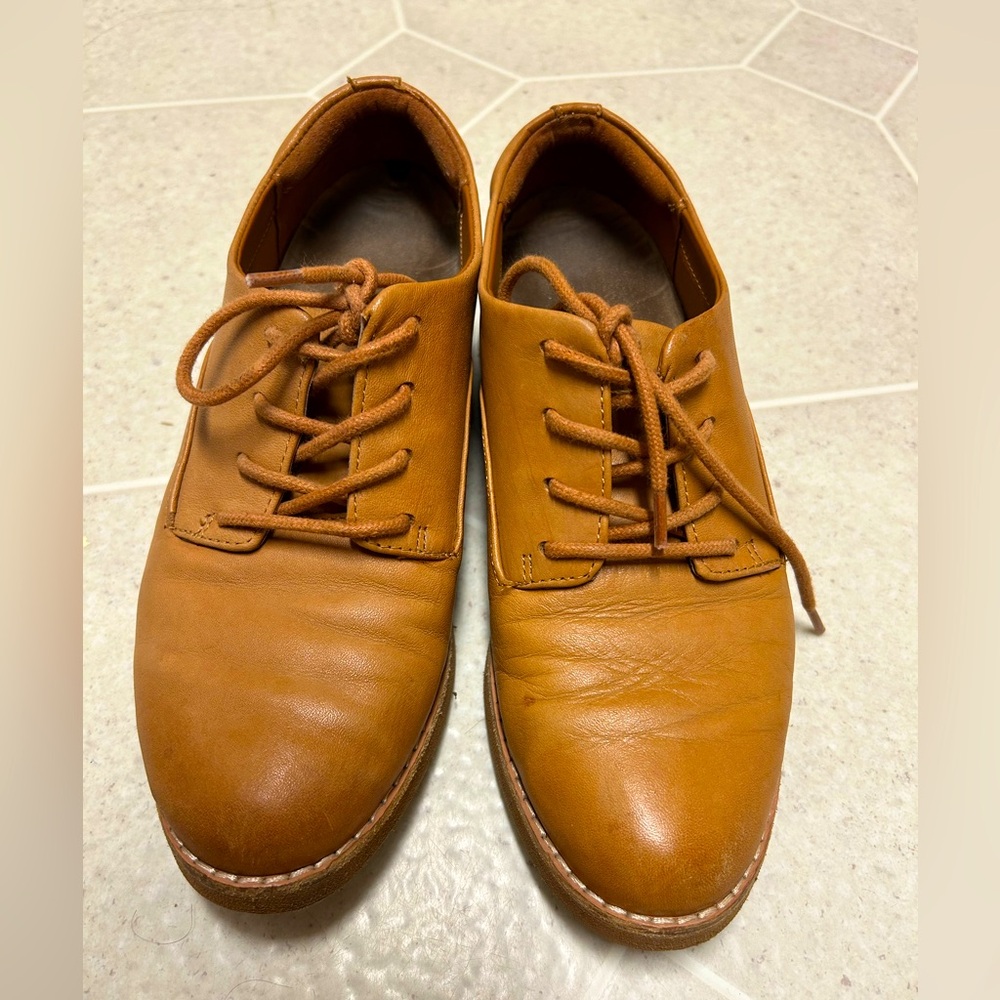 Aldo Brown Camel Cognac Leather Oxfords size 7